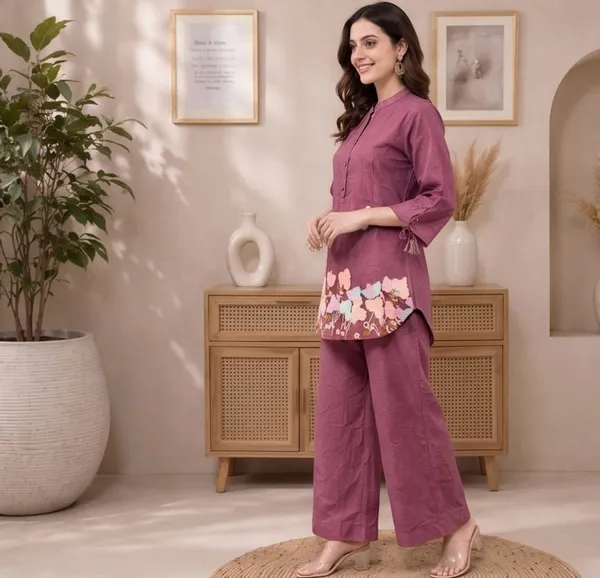 Mauve_Relaxed_Fit_Floral_Hem_Co_Ord_Set_For_Women
