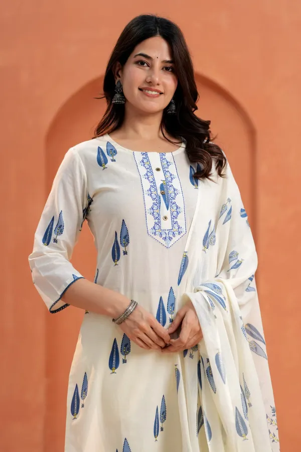Cream_Printed_Cotton_Straight_Kurta_Pant_Dupatta_Set_For_Women