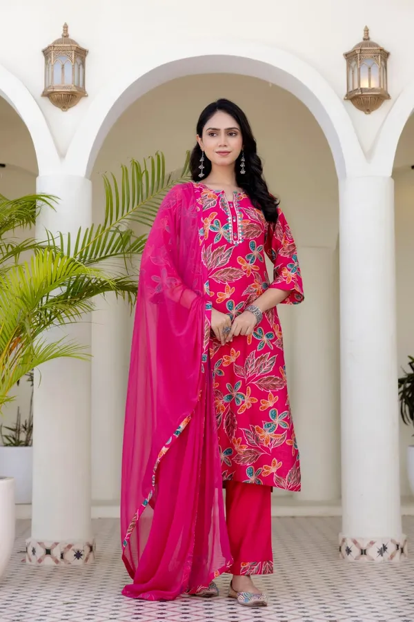Pink_Floral_Print_Kurta_Set_For_Women