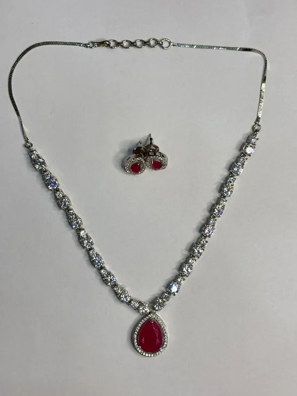 Silver_Red_Stone_Necklace_And_Earrings_Set_for_Women