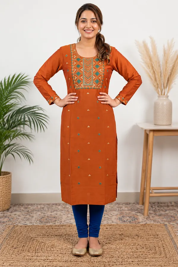 Rust_Printed_Straight_Kurta_for_Women