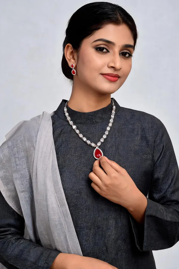Silver_Austempered_Ductile_Iron___Necklace_Earring_Set_For_Women