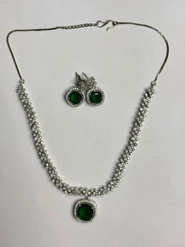 Silver_Austempered_Ductile_Iron_Necklace_Earring_Set_For_Women