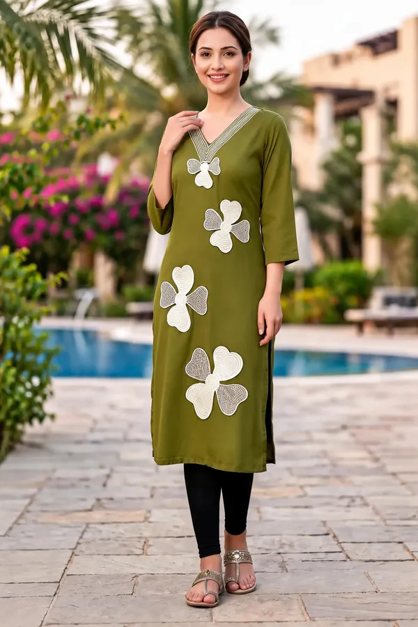 Olive_Green_Cotton_Kurta_For_Women
