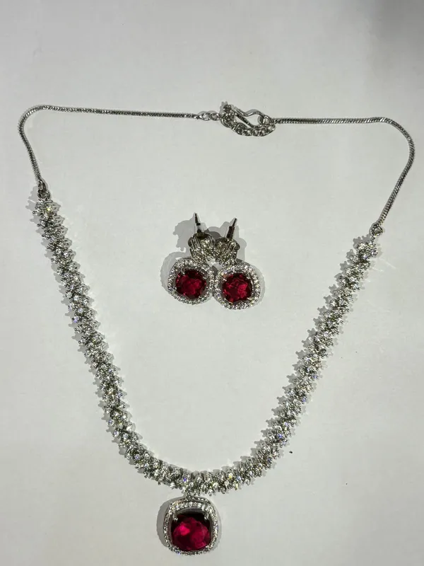 Silver_Austempered_Ductile_Iron_Necklace_Earring_Set_For_Women