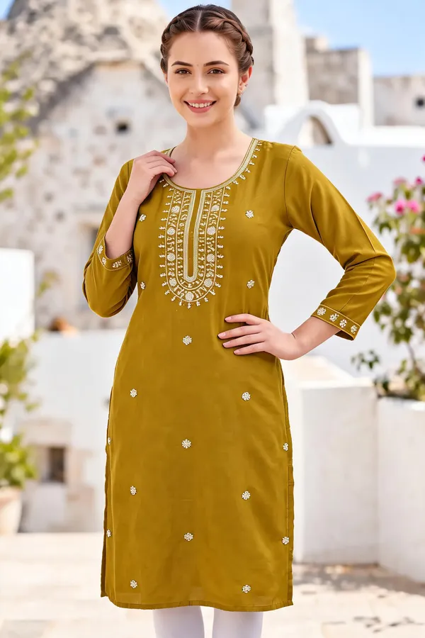 Mustard_Cotton_Kurta_For_Women