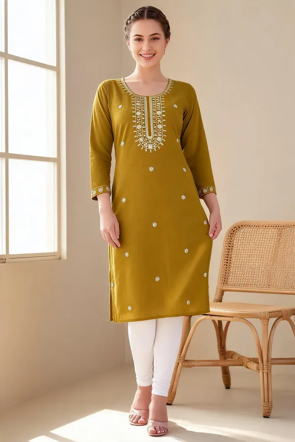 Mustard_Cotton_Kurta_For_Women