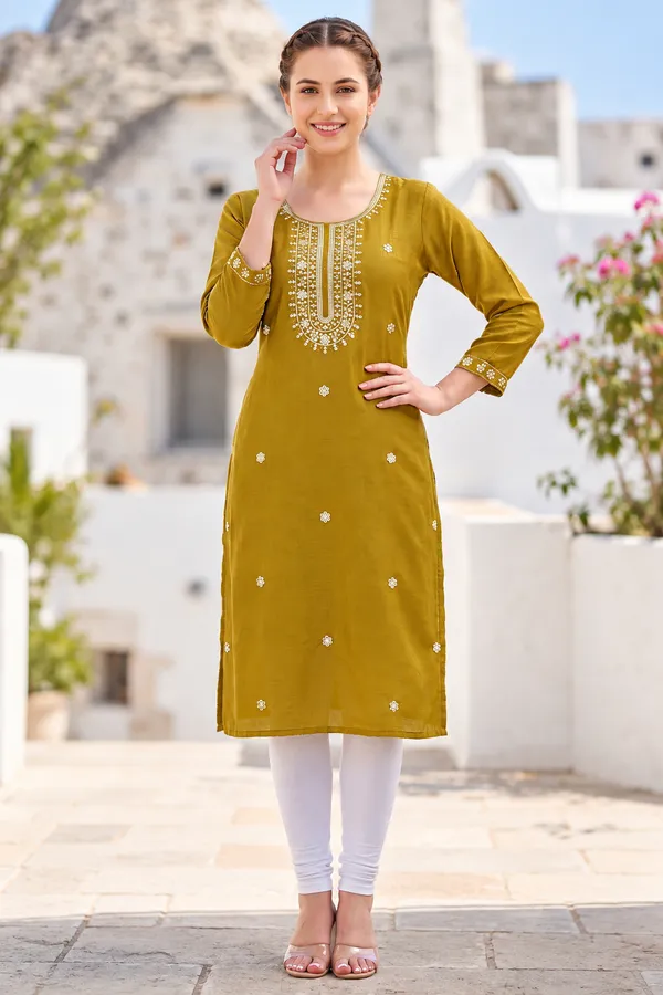 Mustard_Embroidered_Straight_Kurta_for_Women