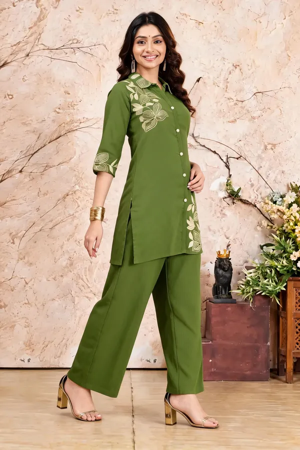 Green_Cotton_Kurta_Palazzo_Set_For_Women