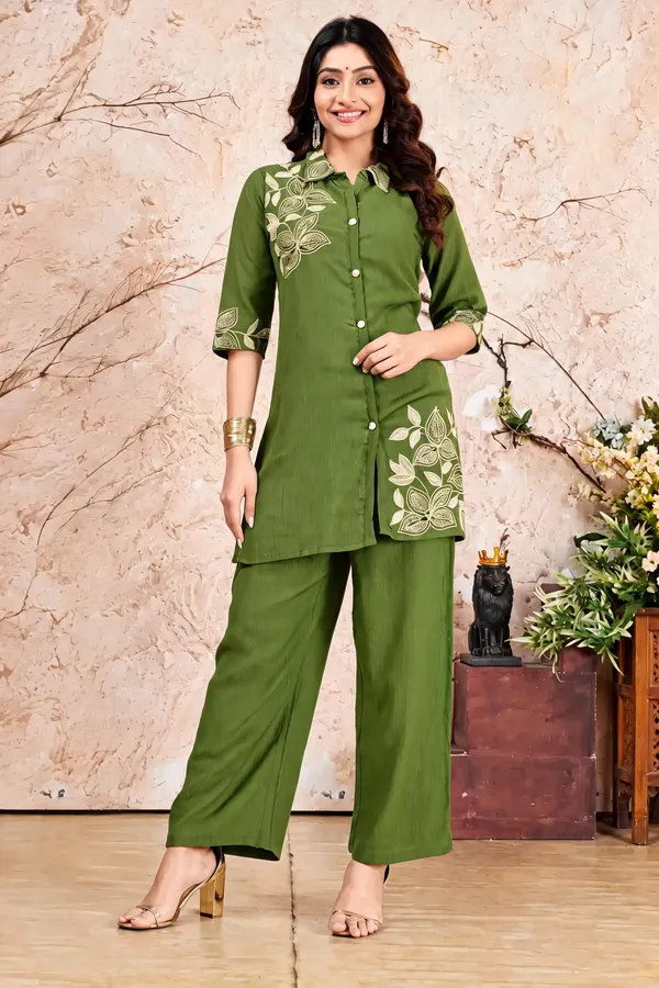Green_Cotton_Kurta_Palazzo_Set_For_Women