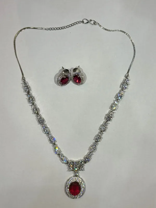 Silver_Austempered_Ductile_Iron_Necklace_Earring_Set_For_Women