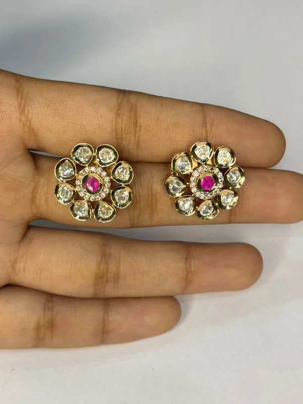 Gold_Tone_Floral_Stud_Earrings_for_Women
