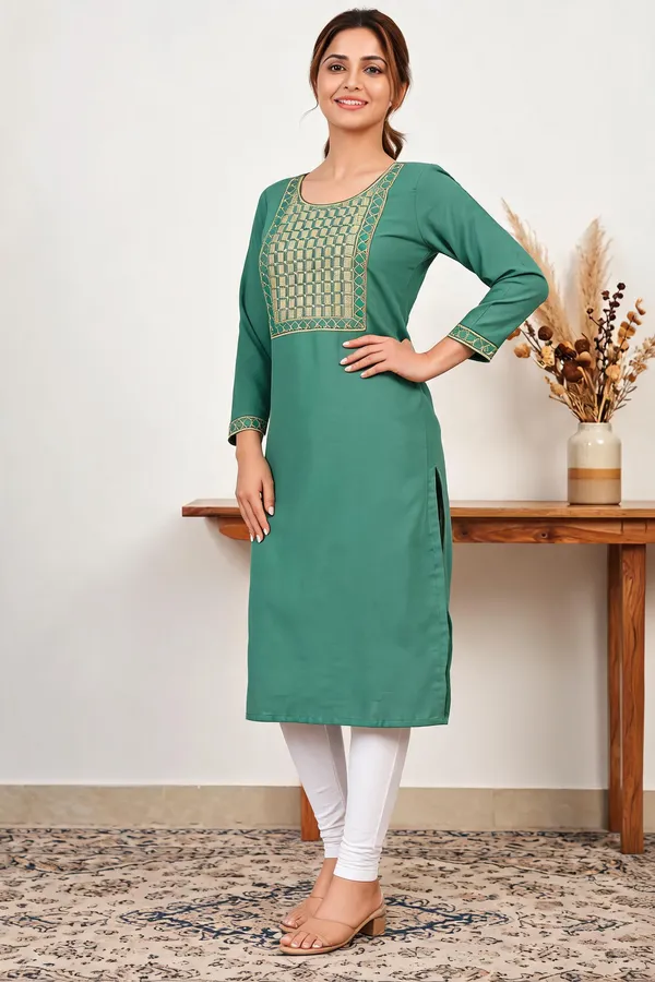 Green_Cotton_Kurta_For_Women