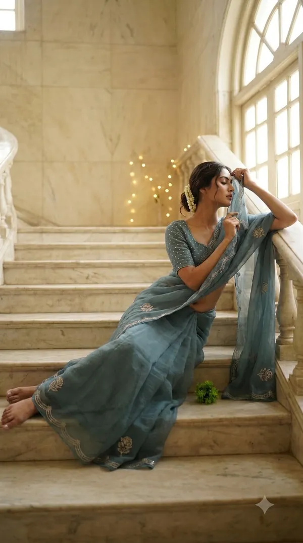 Blue_Sheer_Embroidered_Saree_For_Women