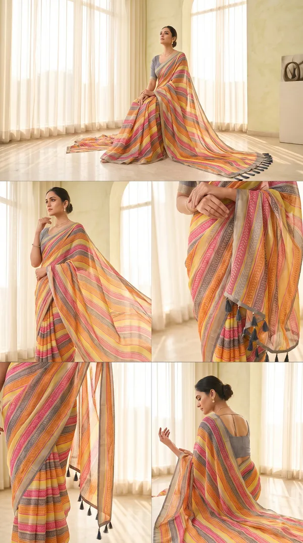 Multicolor_Silk_Printed_Striped_Saree_For_Women