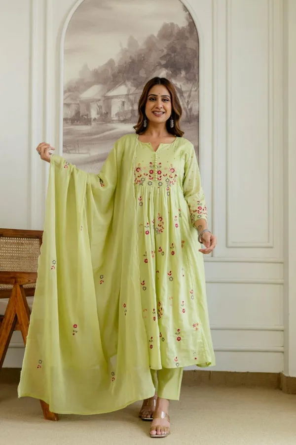 Pista_Green_Silk_Floral_Embroidered_Anarkali_Kurta_Set_For_Women
