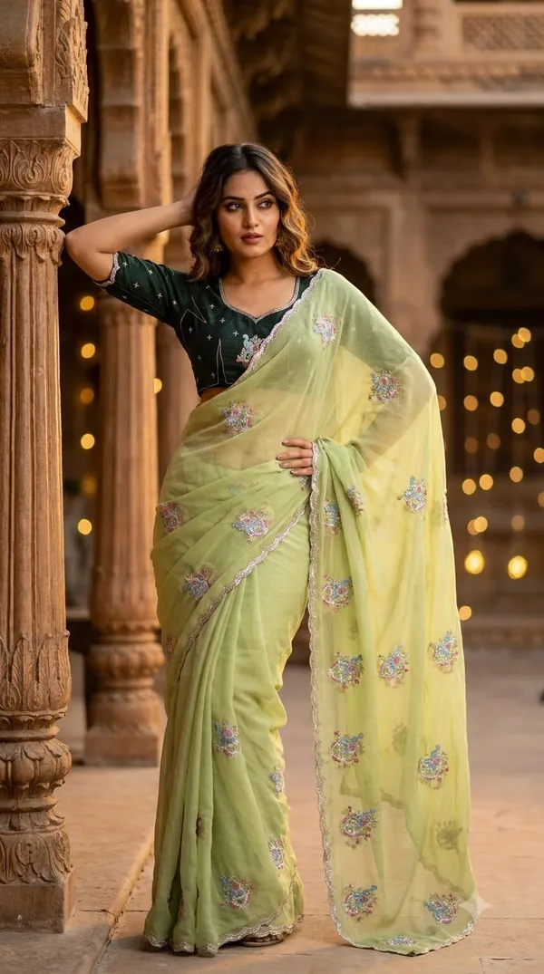 Light_Green_Sheer_Floral_Embroidered_Saree_For_Women
