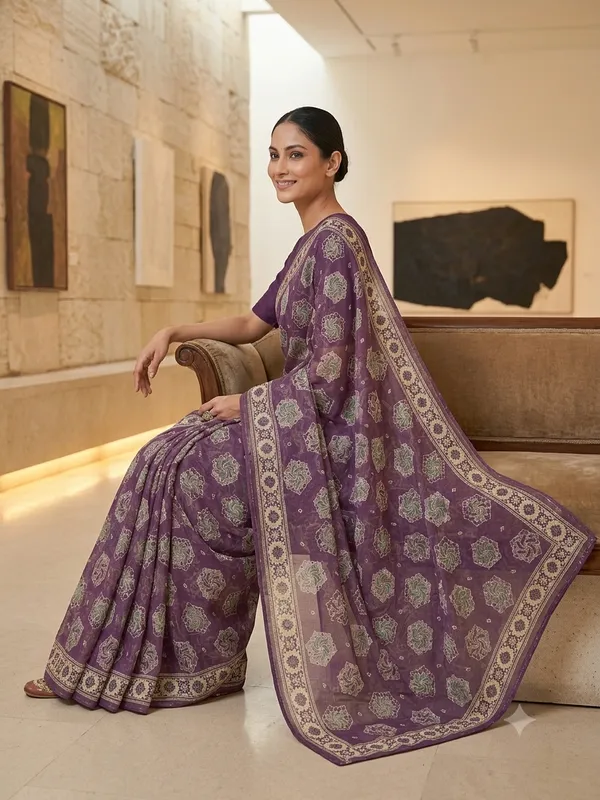 Purple_Silk_Printed_Geometric_Saree_For_Women
