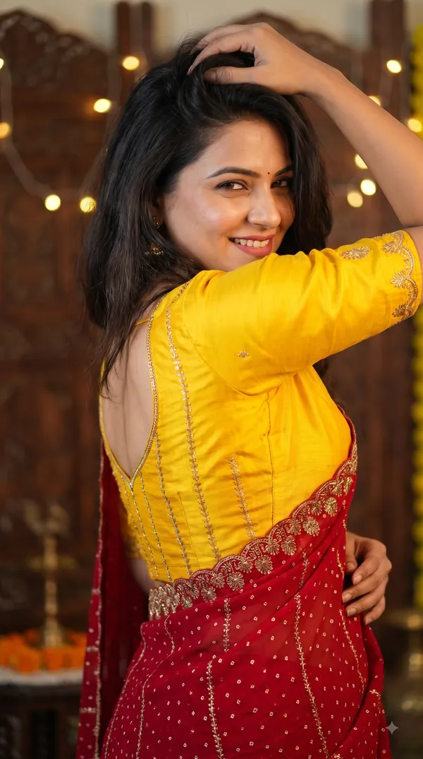 Red_Teal_Silk_Embroidered_Saree_For_Women