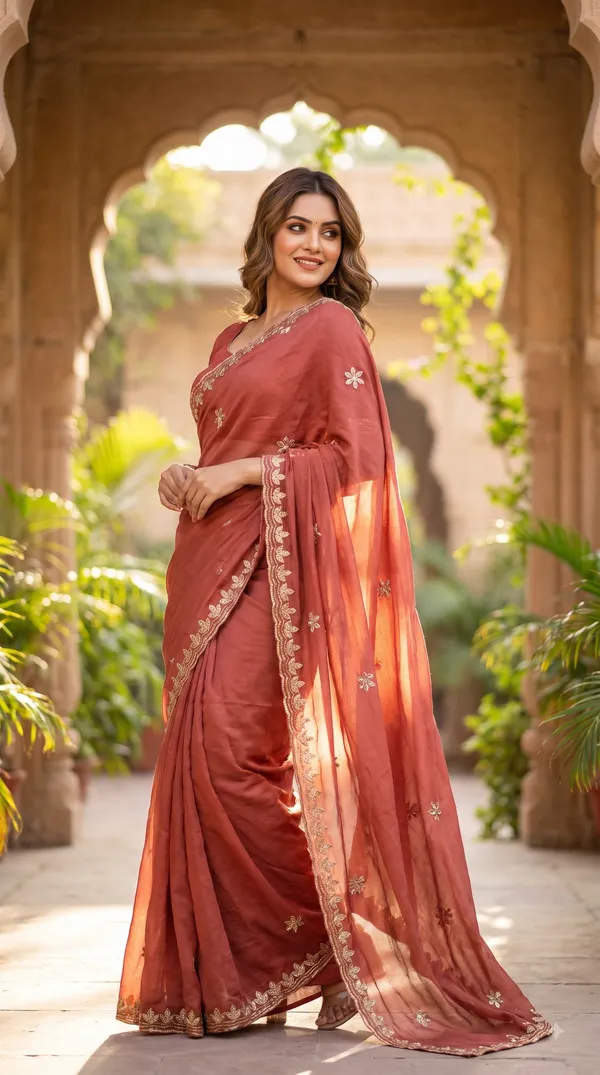 Rust_Silk_Embroidered_Saree_For_Women