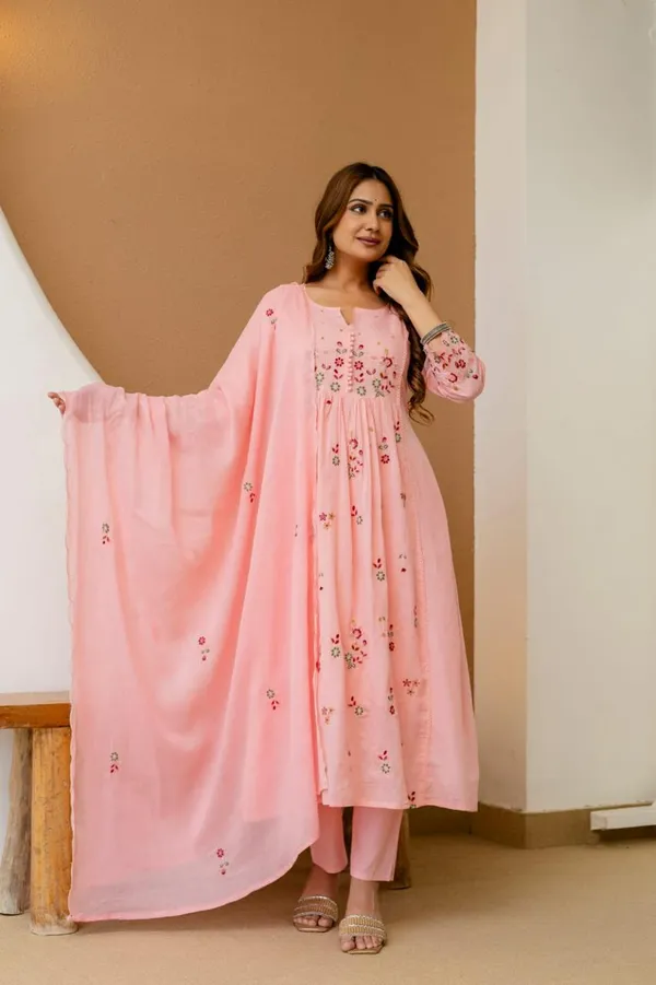 Pink_Silk_Floral_Embroidered_Anarkali_Kurta_Set_For_Women