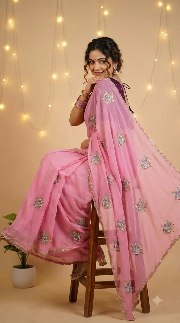Pink_Silk_Floral_Embroidered_Saree_For_Women