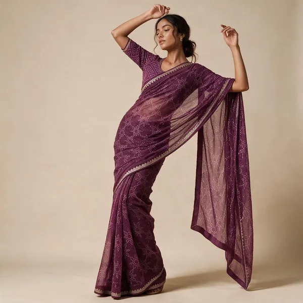 Purple_Sheer_Printed_Floral_Saree_For_Women