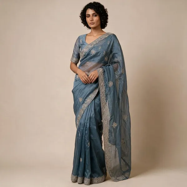 Blue_Organza_Floral_Embroidered_Saree_For_Women