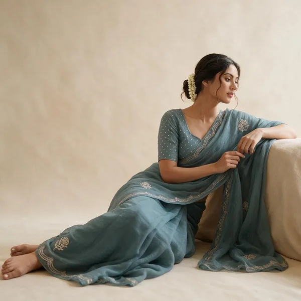Blue_Sheer_Embroidered_Saree_For_Women
