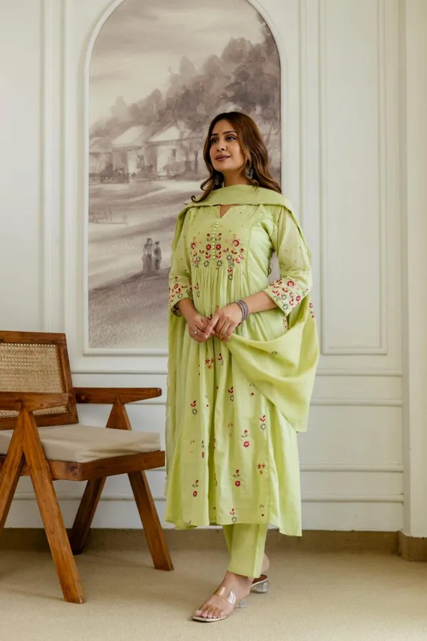 Pista_Green_Silk_Floral_Embroidered_Anarkali_Kurta_Set_For_Women