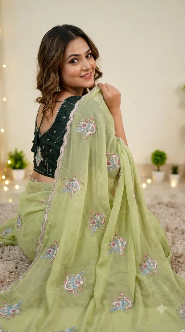 Light_Green_Sheer_Floral_Embroidered_Saree_For_Women