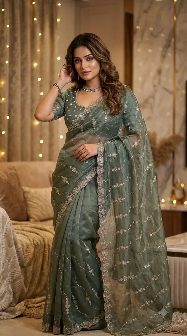 Teal_Silk_Embroidered_Saree_For_Women