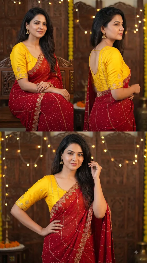 Red_Teal_Silk_Embroidered_Saree_For_Women