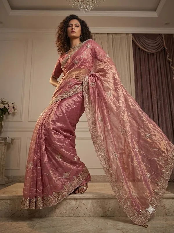 Pink_Silk_Floral_Embroidered_Saree_For_Women