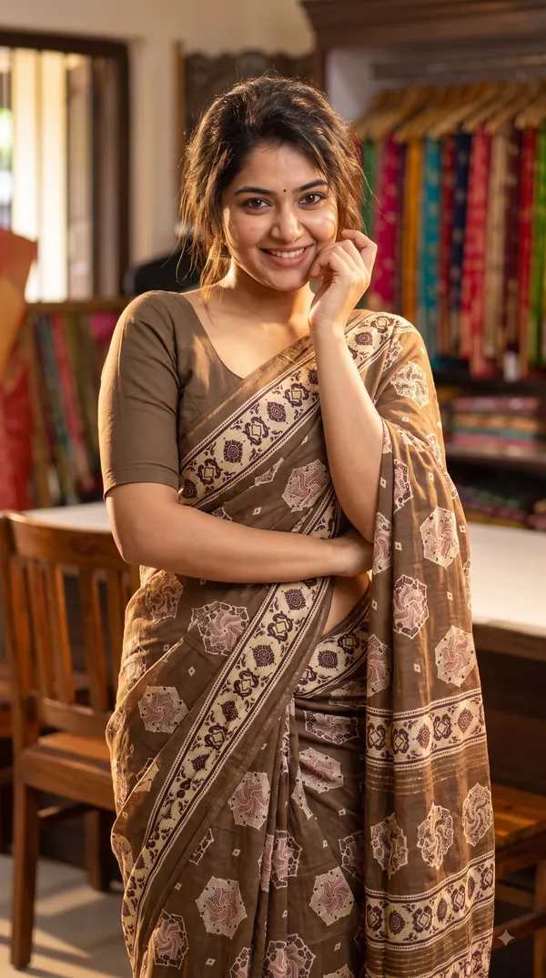 Brown_Silk_Printed_Saree_For_Women