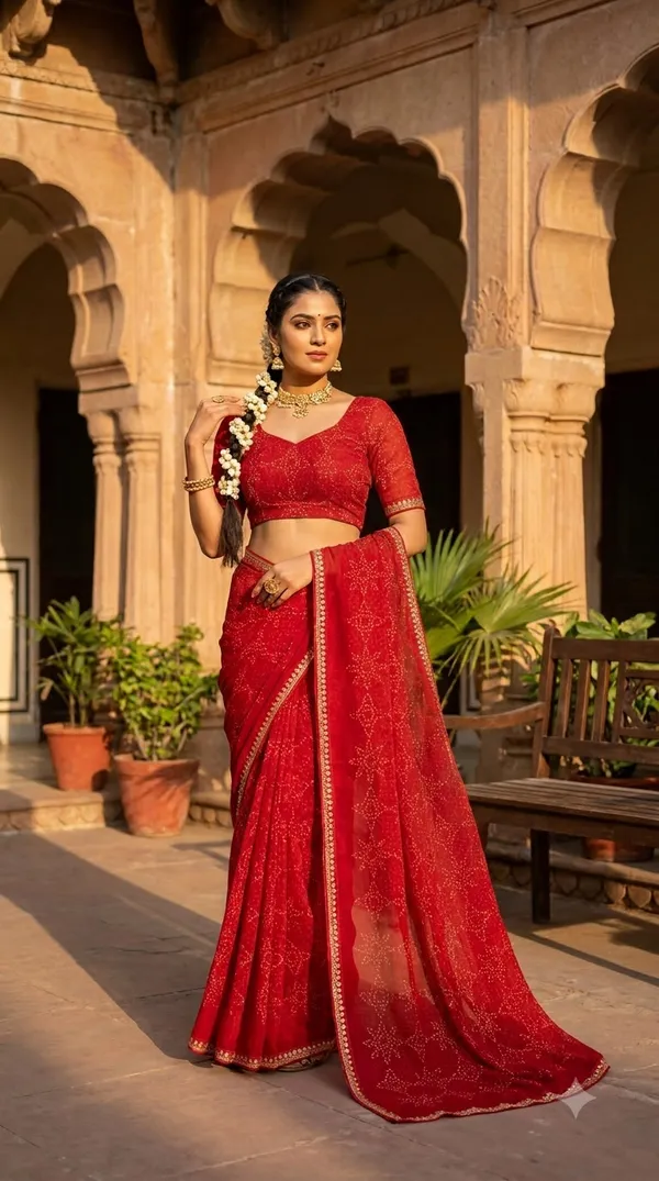 Red_Velvet_Floral_Printed_Saree_For_Women