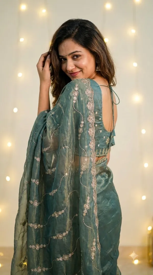 Teal_Silk_Embroidered_Saree_For_Women