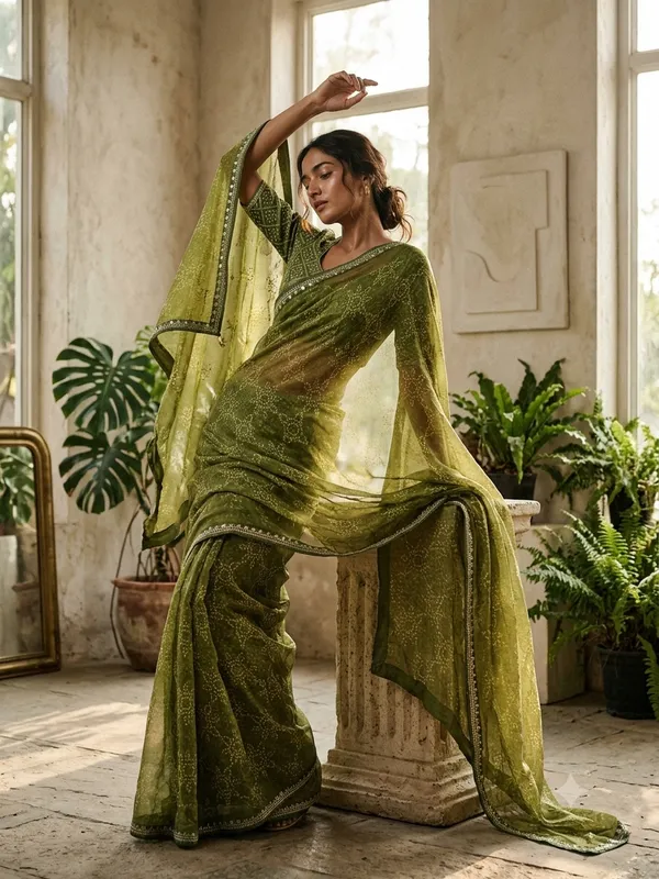 Olive_Silk_Floral_Printed_Saree_For_Women