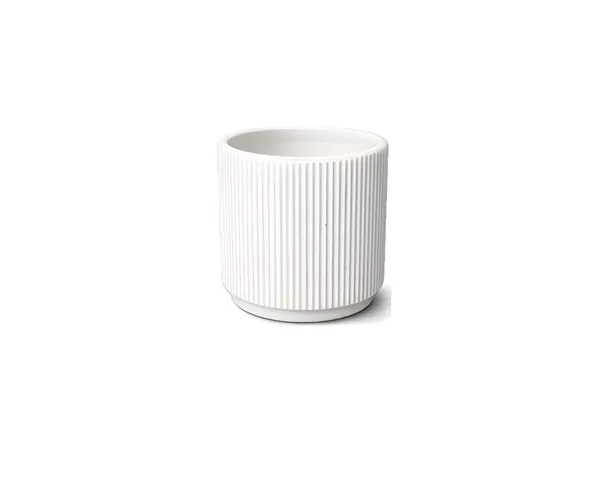 White_Ribbed_Pedestal_Ceramic_Planter_Pot