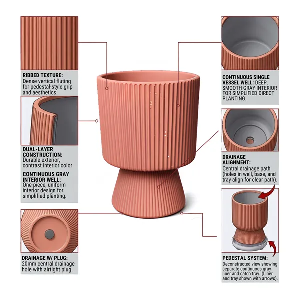 Brown_Fluted_Matte_Cylinder_Ceramic_Pot_Tapered_Base