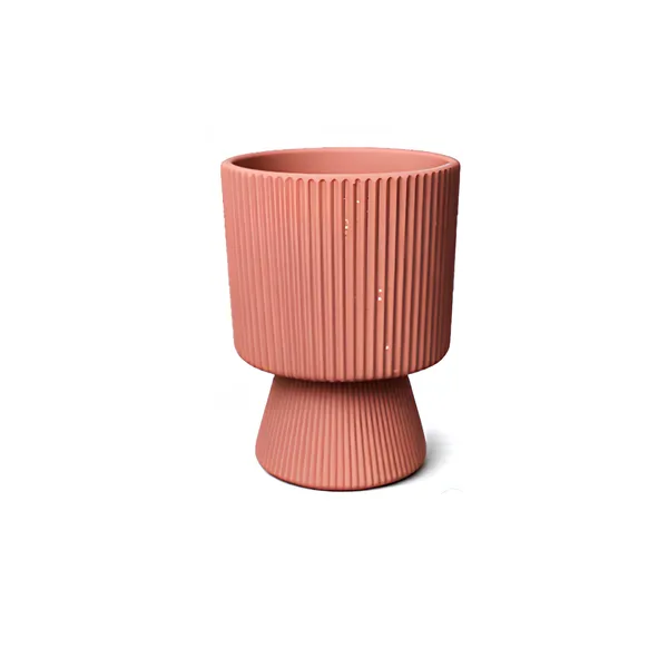 Brown_Fluted_Matte_Cylinder_Ceramic_Pot_Tapered_Base