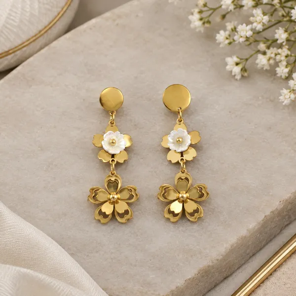 Gold_Stainless_Steel_Floral_Drop_Earrings_For_Women