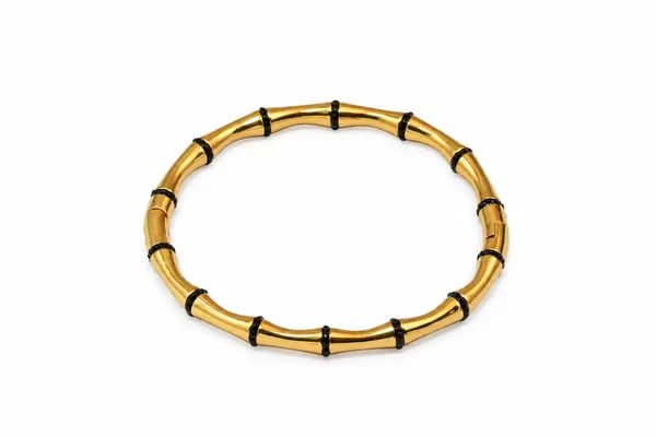 Gold_Black_Bamboo_Style_Stainless_Steel_Bracelet_For_Women