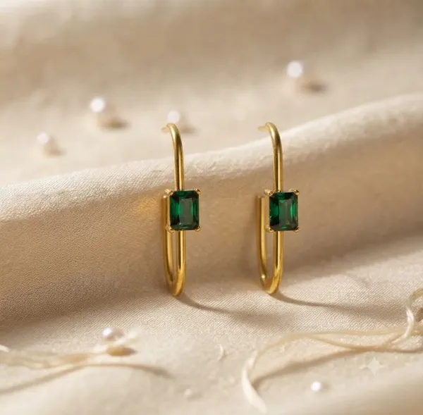 Gold_Green_Stone_Geometric_Drop_Earrings_For_Women