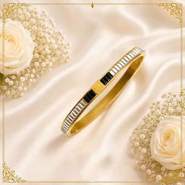 Gold_Black_Stainless_Steel_Stone_Accent_Bangle_For_Women
