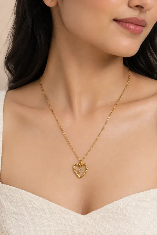 Gold_Tone_Double_Heart_Pendant_Necklace_For_Women