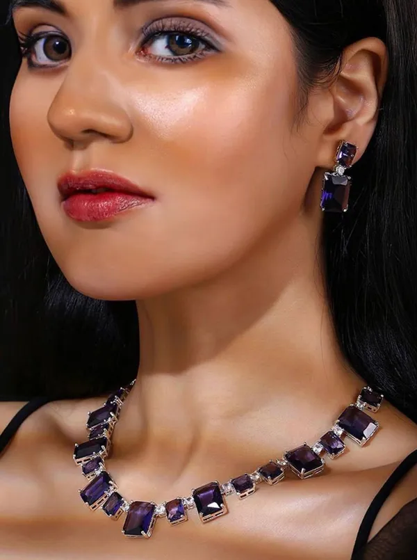 Purple_Alloy_Stone_Necklace_And_Earrings_Set_For_Women
