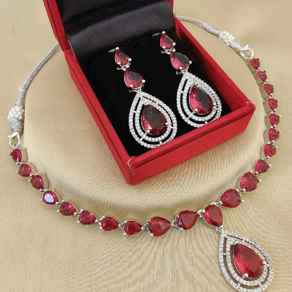 Red_Teardrop_Stone_Silver-Tone_Necklace_And_Earrings_Set_For_Women