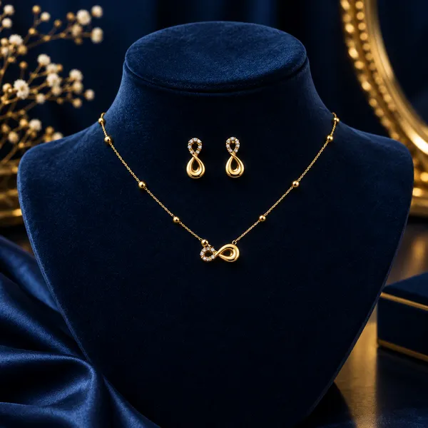 Gold_Stainless_Steel_Infinity_Necklace_And_Earrings_Set_For_Women