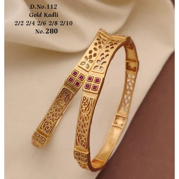 Gold_Stainless_Steel_Openwork_Floral_Kadli_Bangle_For_Women